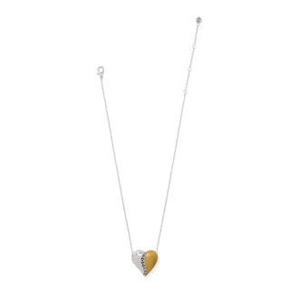 Brighton two-tone silver and gold heart pendant necklace with decorative detailing