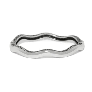 Brighton silver wavy hinged bangle bracelet with engraved circle edge detail