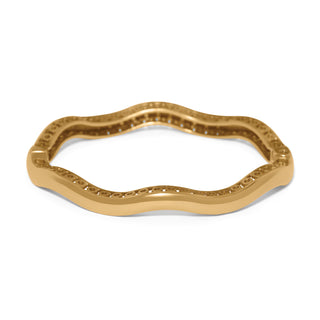 Brighton gold wavy hinged bangle bracelet with etched inner circle details