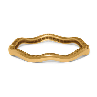 Brighton gold wavy slim hinged bangle bracelet with textured inner edge detail