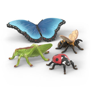 Schleich Insect Discovery Set featuring butterfly, grasshopper, bee, and ladybug figurines