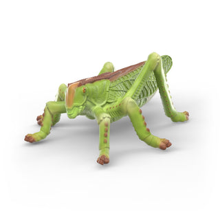 Schleich green grasshopper figurine with detailed wing and leg textures on white background