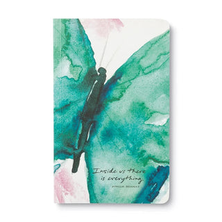 Inside us is Everything Journal with watercolor angel design in green and pink tones