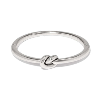 Brighton Interlok Single Knot Hinged Bangle in polished silver with decorative knot detail
