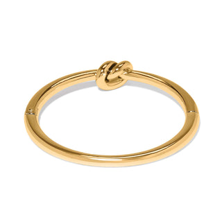 Brighton Interlok Single Knot Hinged Bangle in polished gold with decorative knot detail