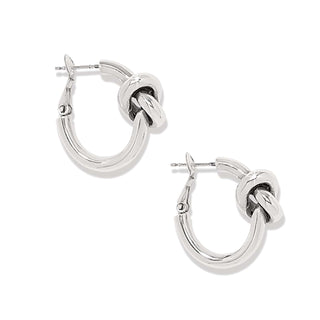 Brighton Interlok Single Knot Hoop Earrings in polished silver with decorative knot detail