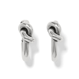 Brighton Interlok Single Knot Hoop Earrings in polished silver with interlocking knot design