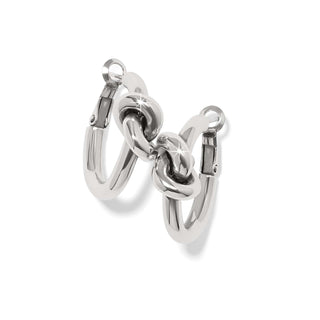 Brighton Interlok Single Knot Hoop Earrings in polished silver with interlocking knot detail