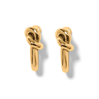 Brighton Interlok Single Knot Hoop Earrings in polished gold with knotted design detail