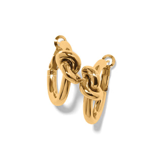 Brighton Interlok Single Knot Hoop Earrings in polished gold with decorative knot detail