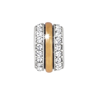 Brighton Intrigue Spacer charm with gold center band and crystal-studded silver sides
