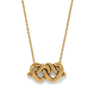 Brighton gold interlocked double heart knot pendant necklace on delicate chain