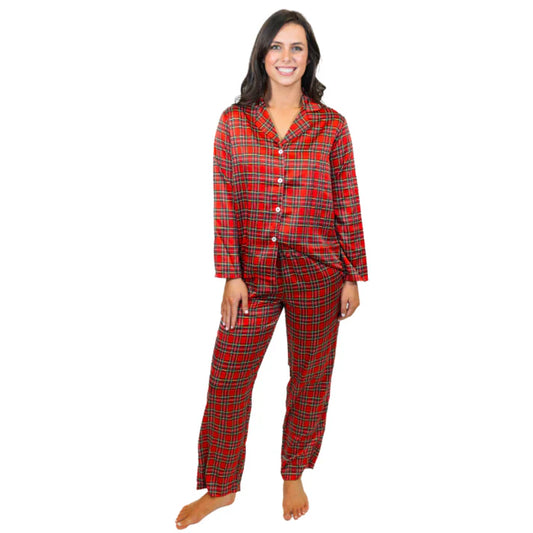 Satin Christmas Plaid Pajama Pants