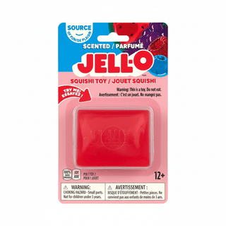 Red Jell-O scented squishi toy in retail packaging