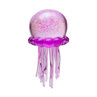Purple glittery jellyfish-shaped Needoh sensory squeeze toy with tentacles by Schylling