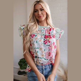 Jessa Floral Ruffle Trim Blouse