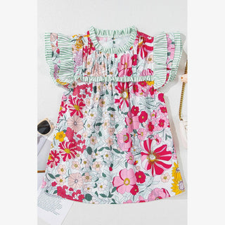 Jessa Floral Ruffle Trim Blouse