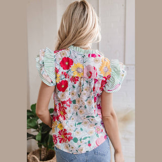 Jessa Floral Ruffle Trim Blouse
