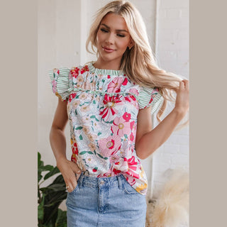Jessa Floral Ruffle Trim Blouse