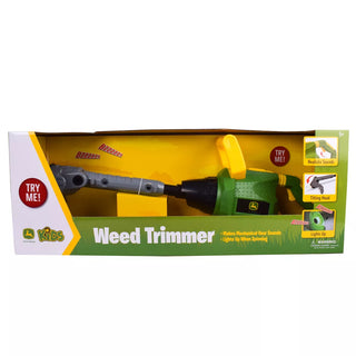 John Deere Kids toy weed trimmer in packaging with lights and realistic sounds features