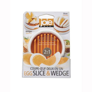 Joie MSC 2-in-1 Egg Slice and Wedge cutter in retail packaging showing slicing functions