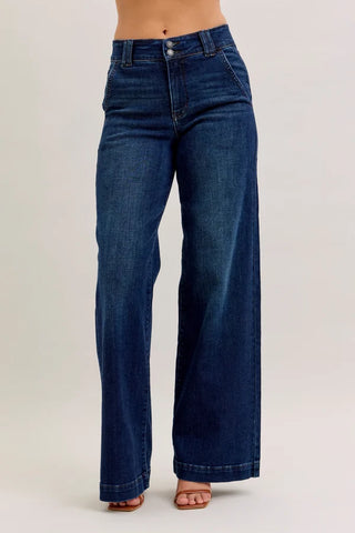 Judy Blue Trouser Wide Leg Jean Dark