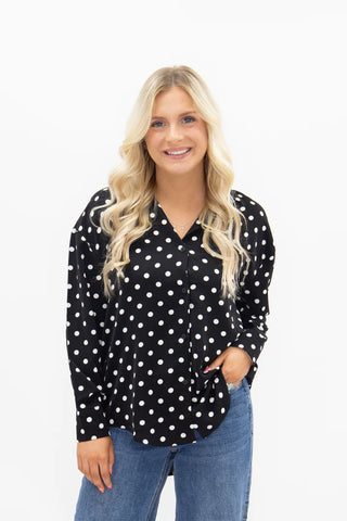 Kathryn Classic Button-Up in Polka-Dot