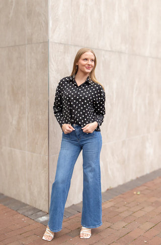 Kathryn Classic Button-Up in Polka-Dot
