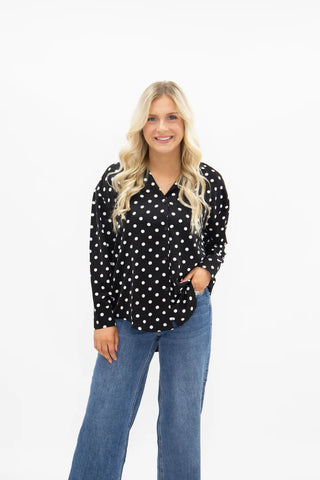 Kathryn Classic Button-Up in Polka-Dot