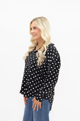Kathryn Classic Button-Up in Polka-Dot