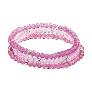 Pink gradient mini-crystal bracelet set transitioning from fuchsia to pastel pink
