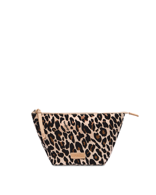 Consuela Mona Medium Tool Kit cosmetic bag in classic leopard print pattern with gold zipper