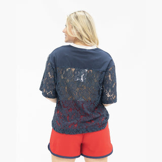 GRACE+EMMA by Southern Grace Women's Tops Lace USA Jersey Top