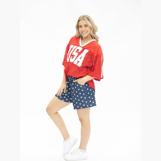GRACE+EMMA by Southern Grace Women's Bottoms Blue and White Star Shorts