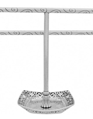 Brighton Lacie Daisy Bangle Holder in silver with ornate scrollwork base and double bar rack