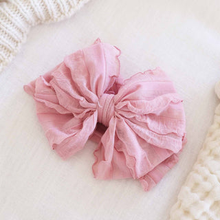 Caden Lane Hair Bows Snow Large Ruffle Knit Bow | Sweet & Simple