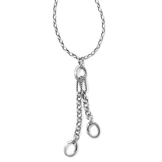 Brighton Lillian Charm Necklace in silver with dangling chain elements and circular charms