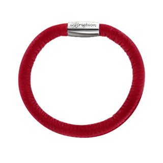 Brighton red leather wrapped bracelet with silver magnetic clasp and Brighton logo