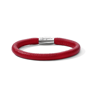 Brighton red leather bracelet with silver magnetic clasp and brand engraving