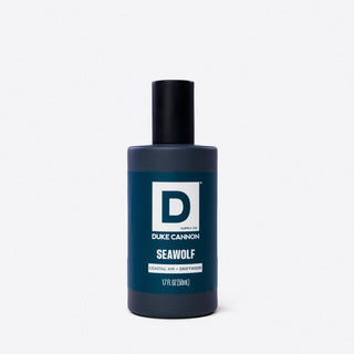 Duke Cannon Seawolf Liquid Cologne 1.7 fl oz bottle with coastal air and driftwood scent