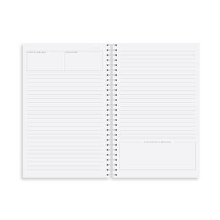 Open guided Bible study journal showing Topic Speaker Scripture Application Response layout