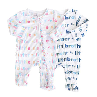 Caden Lane Baby Footies Little Sibling Zipper Footie