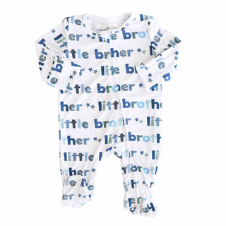 Caden Lane Baby Footies 0-3 months / Little Brother Little Sibling Zipper Footie