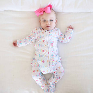 Caden Lane Baby Footies 0-3 months / Little Sister Little Sibling Zipper Footie