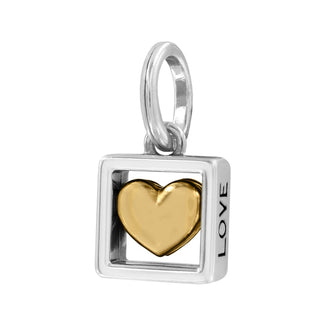 Brighton Love Always charm with silver square frame and gold heart inside