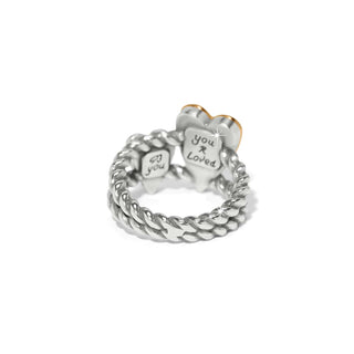 Brighton Love Messages You Are Loved silver twisted rope ring with heart and engraved charm details