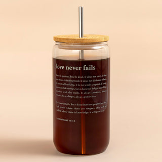 Church Notes Drinkware Love Never Fails Glass Can
