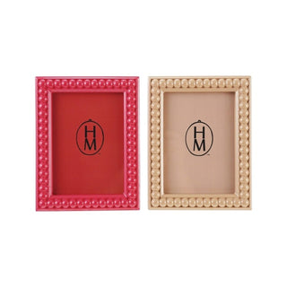 Hazel Mazel MDF bobbin photo frames in pink and cream with beaded border detail