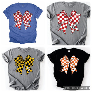 P & PD Unisex Tees Mascot Bow on Comfort Colors Tee