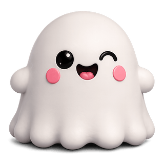 Mash Monsters white kawaii ghost squishy toy with pink cheeks and winking face